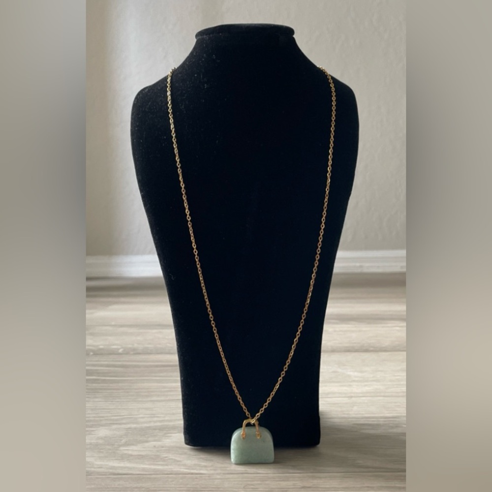OFFERS WELCOMED Green Jade Handbag Purse Pendant Necklace 14.8g